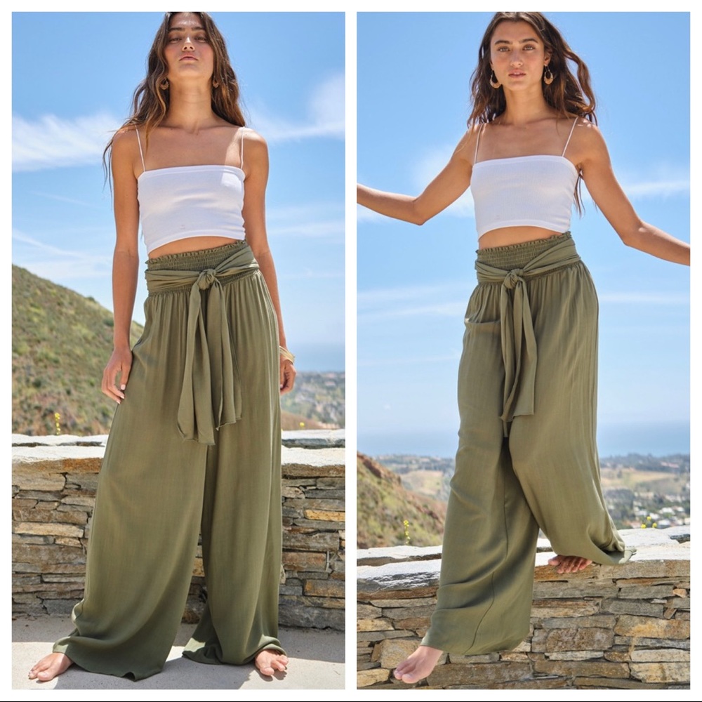 #06 Most Fabulous High Waist Wide Leg Tie at Waist Pants - Picture 3 of 5